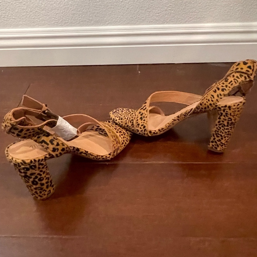 nwot nwob madewell Leopard Print calf hair High Heel Sandals 7